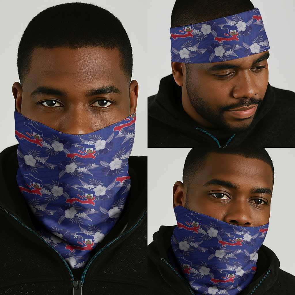 Afro-Haitians Neck Gaiter Ayiti Map and Rose Kayenn Tropical Style - Wonder Print Shop