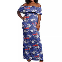 Afro-Haitians Off Shoulder Maxi Dress Ayiti Map and Rose Kayenn Tropical Style - Wonder Print Shop