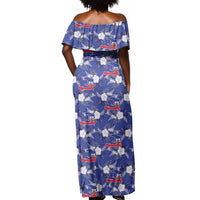 Afro-Haitians Off Shoulder Maxi Dress Ayiti Map and Rose Kayenn Tropical Style - Wonder Print Shop