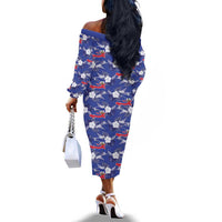 Afro-Haitians Off The Shoulder Long Sleeve Dress Ayiti Map and Rose Kayenn Tropical Style - Wonder Print Shop