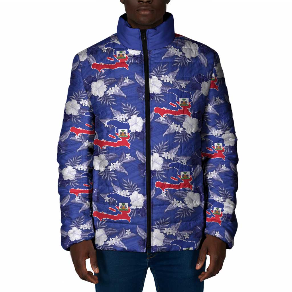 Afro-Haitians Padded Jacket Ayiti Map and Rose Kayenn Tropical Style - Wonder Print Shop
