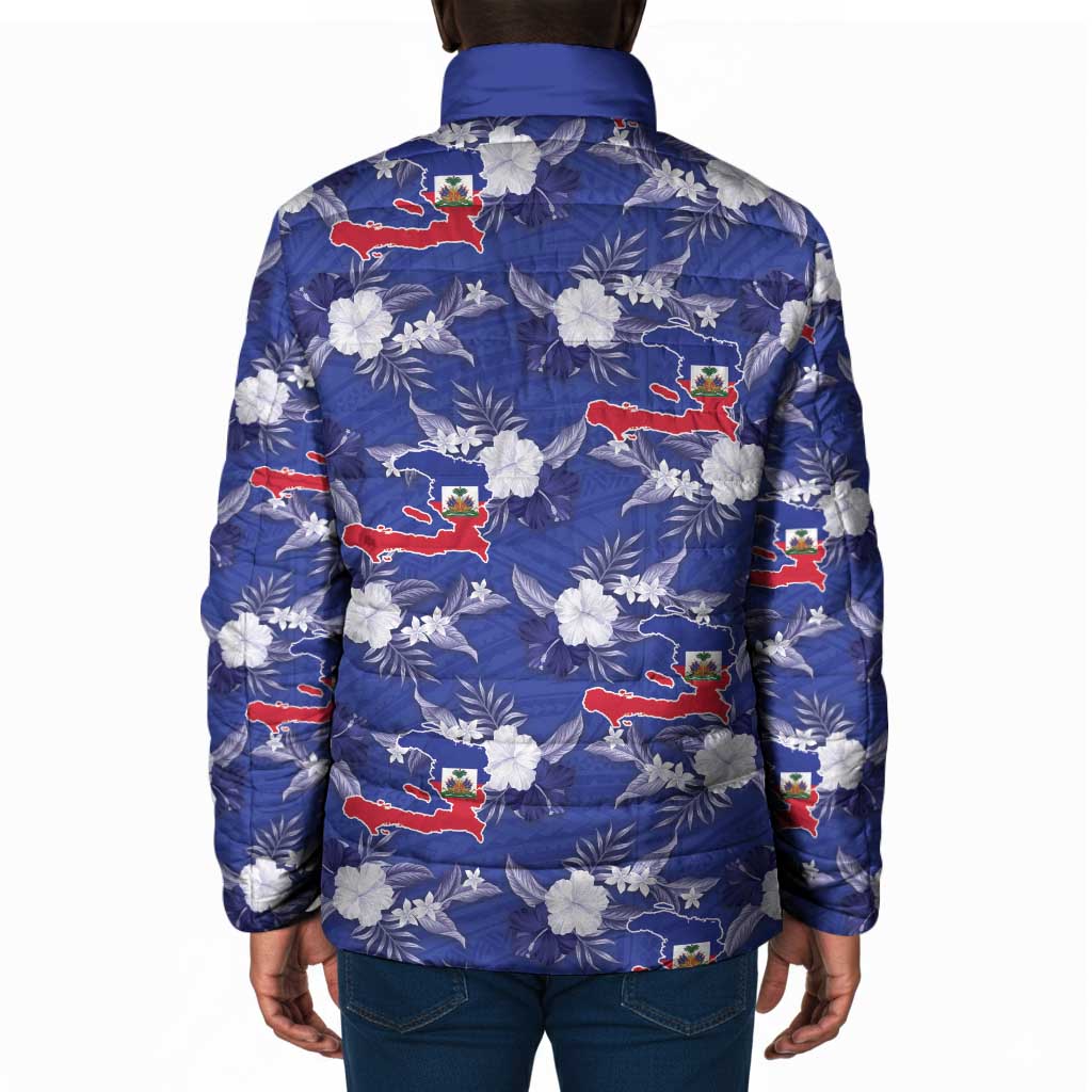 Afro-Haitians Padded Jacket Ayiti Map and Rose Kayenn Tropical Style - Wonder Print Shop