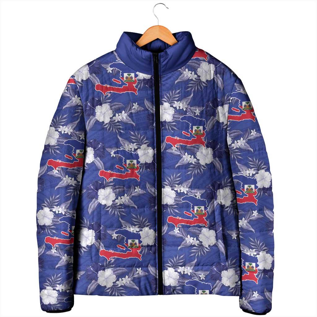 Afro-Haitians Padded Jacket Ayiti Map and Rose Kayenn Tropical Style - Wonder Print Shop