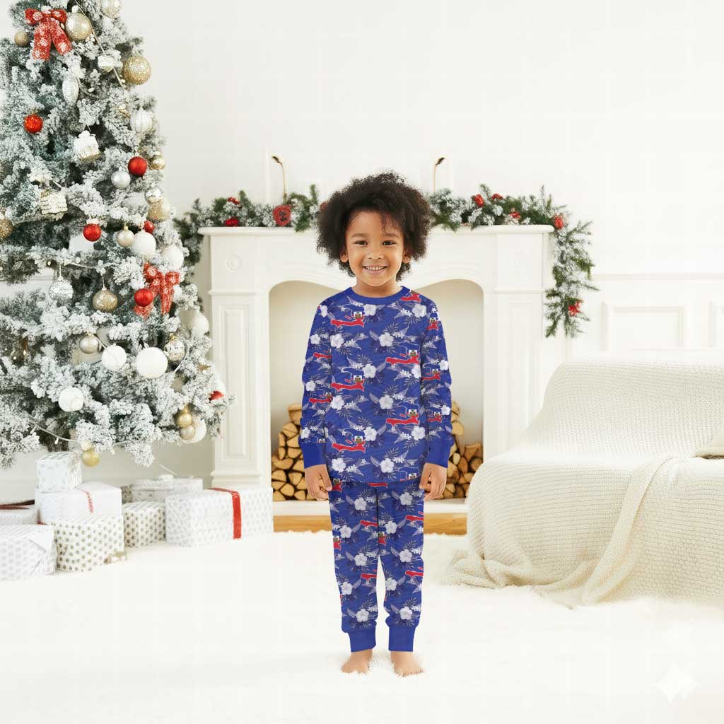 Afro-Haitians Christmas Pajama Set Ayiti Map and Rose Kayenn Tropical Style - Wonder Print Shop