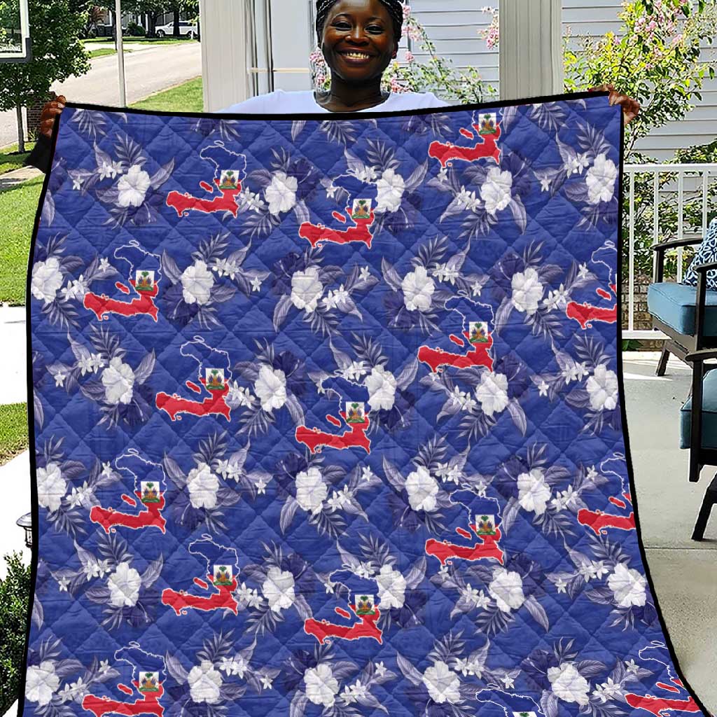 Afro-Haitians Quilt Ayiti Map and Rose Kayenn Tropical Style - Wonder Print Shop