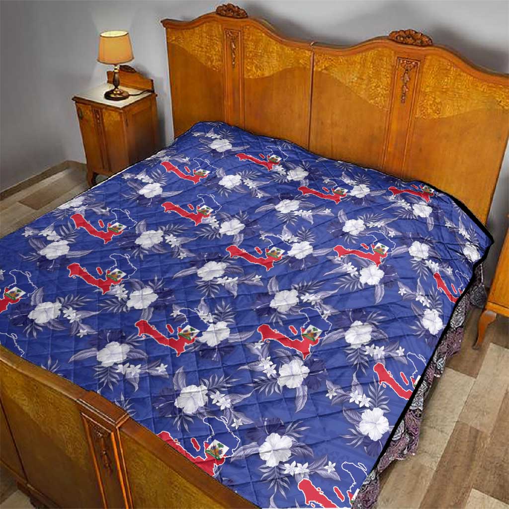 Afro-Haitians Quilt Ayiti Map and Rose Kayenn Tropical Style - Wonder Print Shop