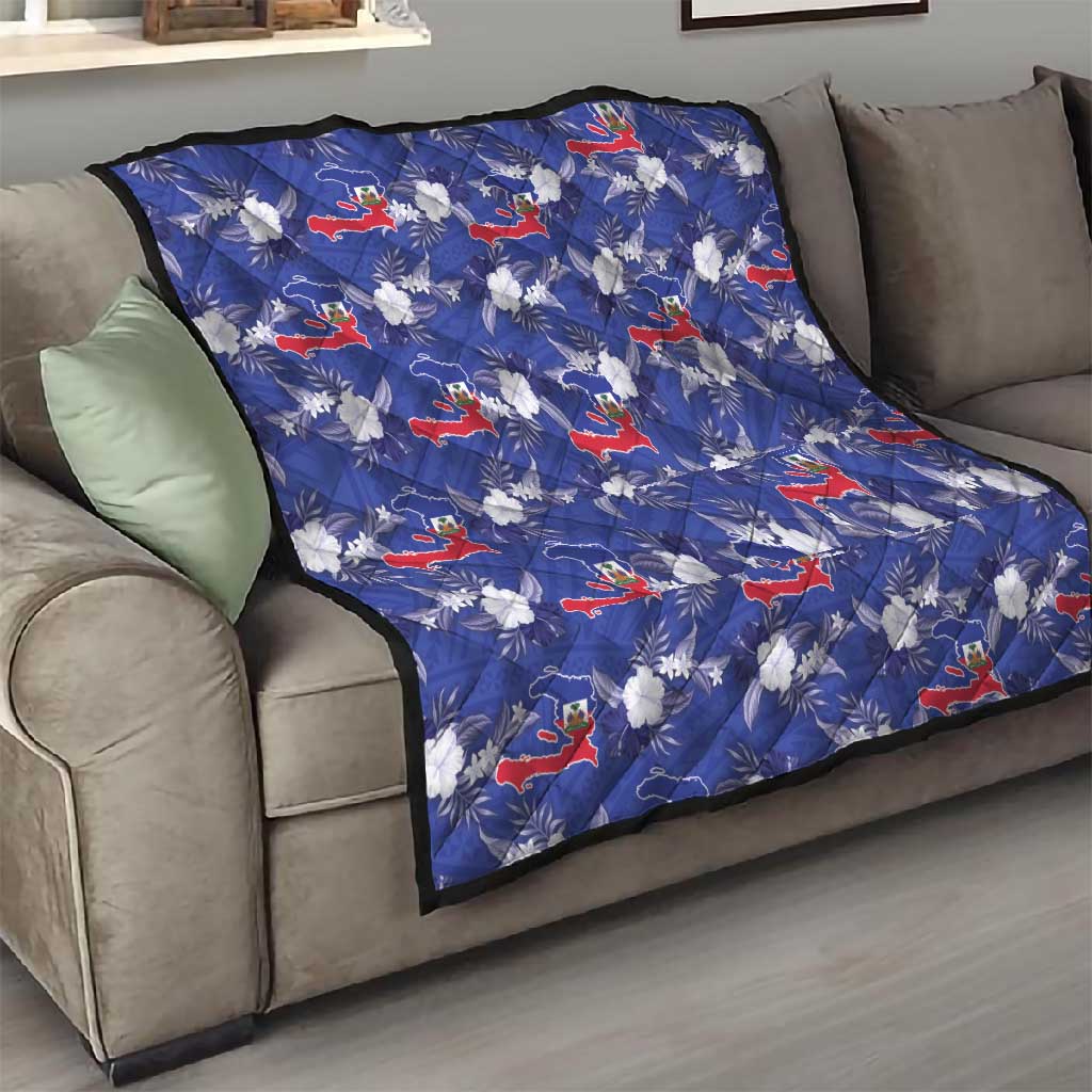 Afro-Haitians Quilt Ayiti Map and Rose Kayenn Tropical Style - Wonder Print Shop