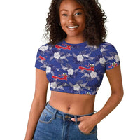 Afro-Haitians Raglan Cropped T shirt Ayiti Map and Rose Kayenn Tropical Style LT14