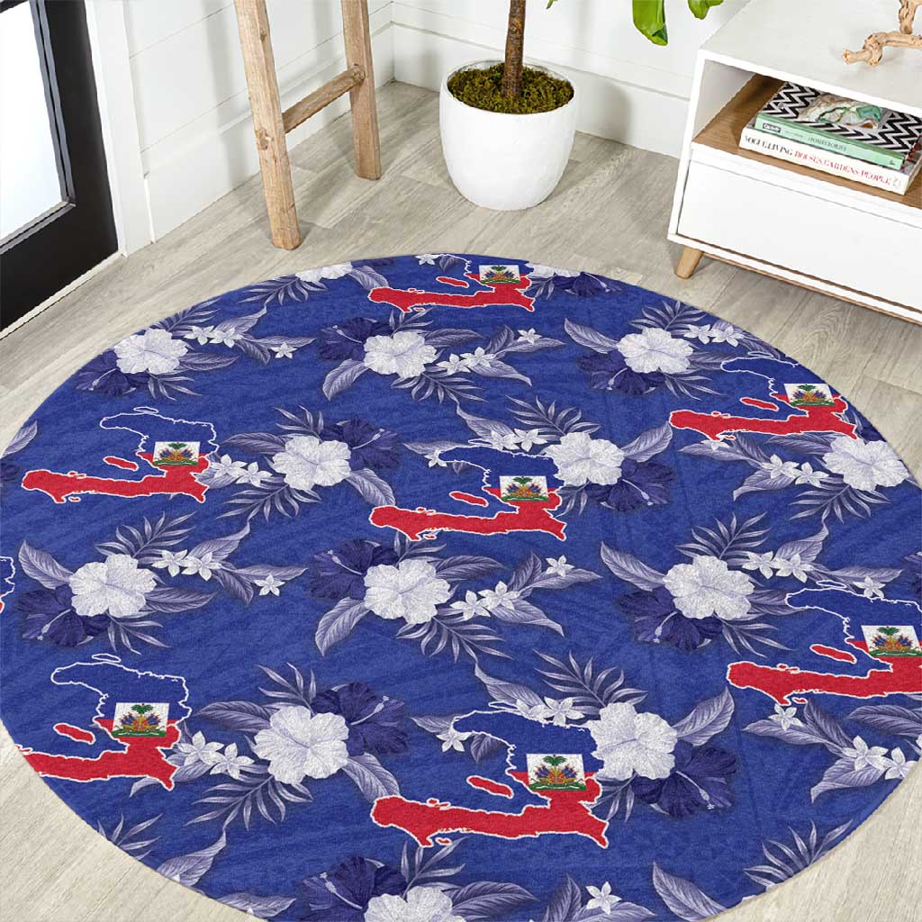 Afro-Haitians Round Carpet Ayiti Map and Rose Kayenn Tropical Style - Wonder Print Shop