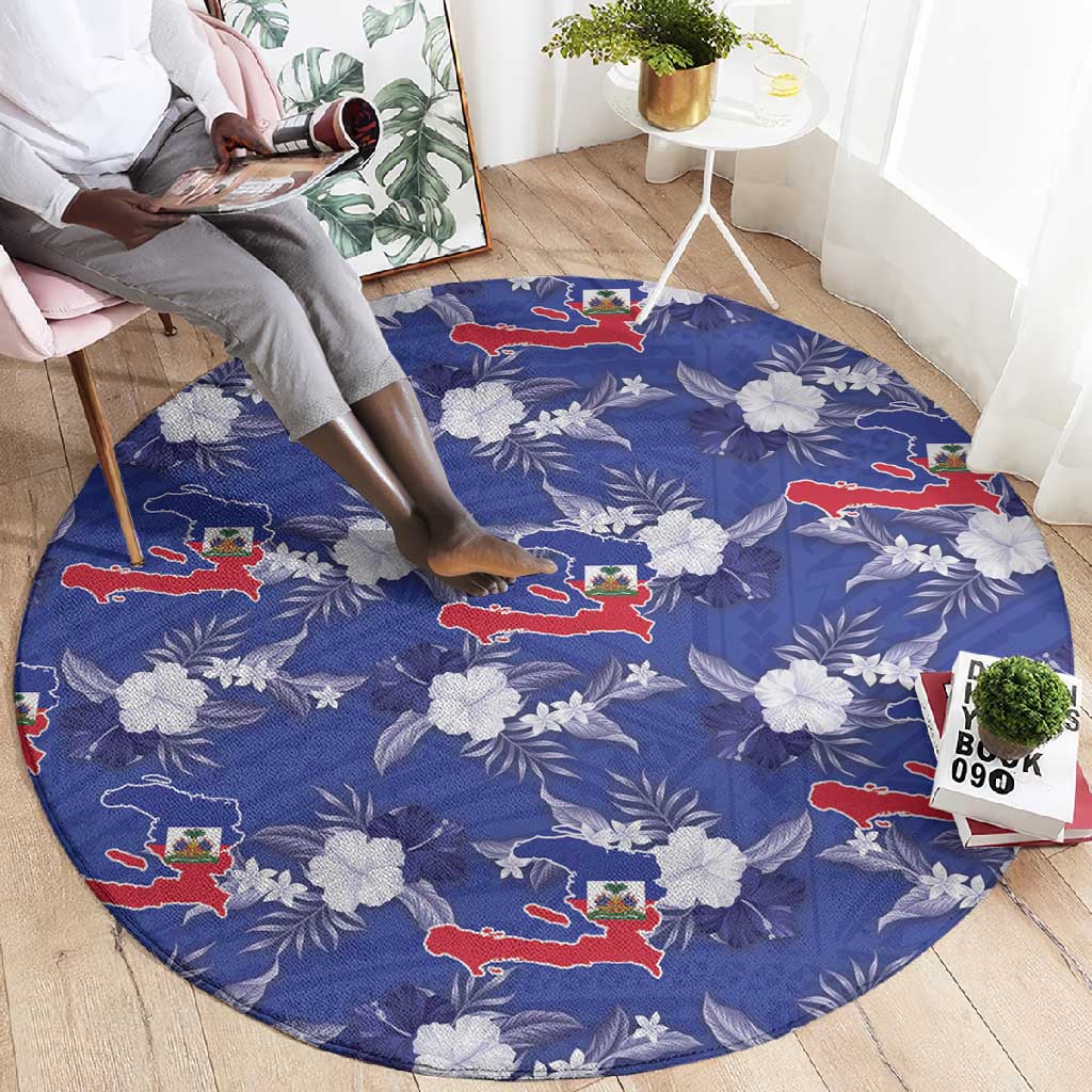 Afro-Haitians Round Carpet Ayiti Map and Rose Kayenn Tropical Style - Wonder Print Shop