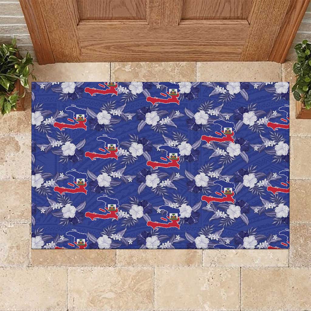 Afro-Haitians Rubber Doormat Ayiti Map and Rose Kayenn Tropical Style - Wonder Print Shop