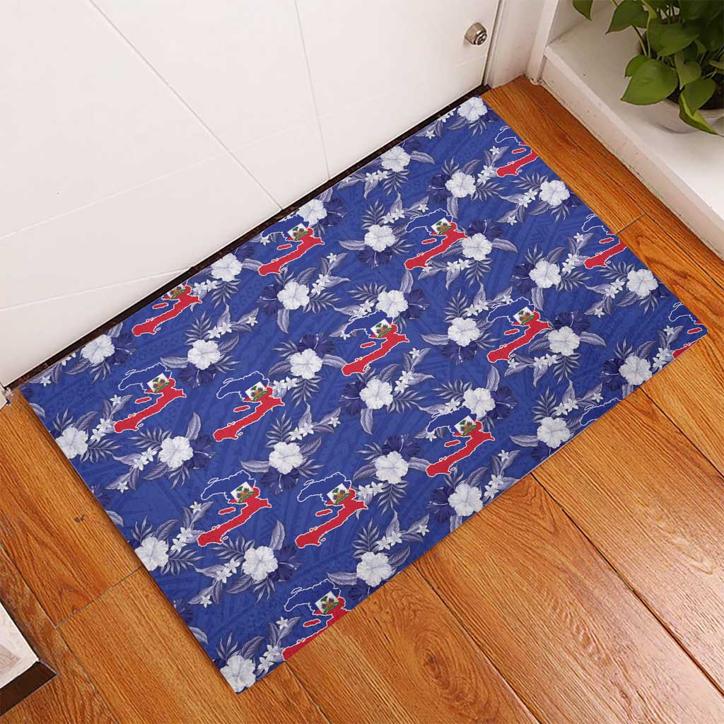 Afro-Haitians Rubber Doormat Ayiti Map and Rose Kayenn Tropical Style - Wonder Print Shop