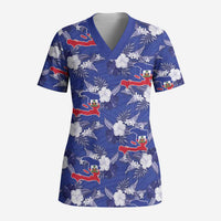 Afro-Haitians Scrub Top Ayiti Map and Rose Kayenn Tropical Style - Wonder Print Shop
