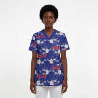 Afro-Haitians Scrub Top Ayiti Map and Rose Kayenn Tropical Style - Wonder Print Shop