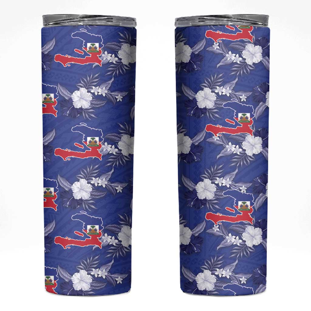 Afro-Haitians Skinny Tumbler Ayiti Map and Rose Kayenn Tropical Style - Wonder Print Shop