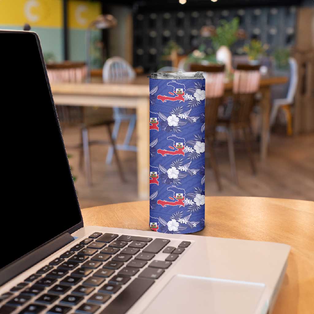 Afro-Haitians Skinny Tumbler Ayiti Map and Rose Kayenn Tropical Style - Wonder Print Shop