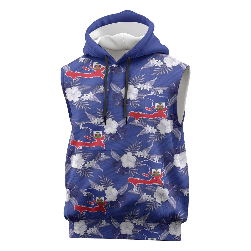 Afro-Haitians Sleeveless Hoodie Ayiti Map and Rose Kayenn Tropical Style - Wonder Print Shop