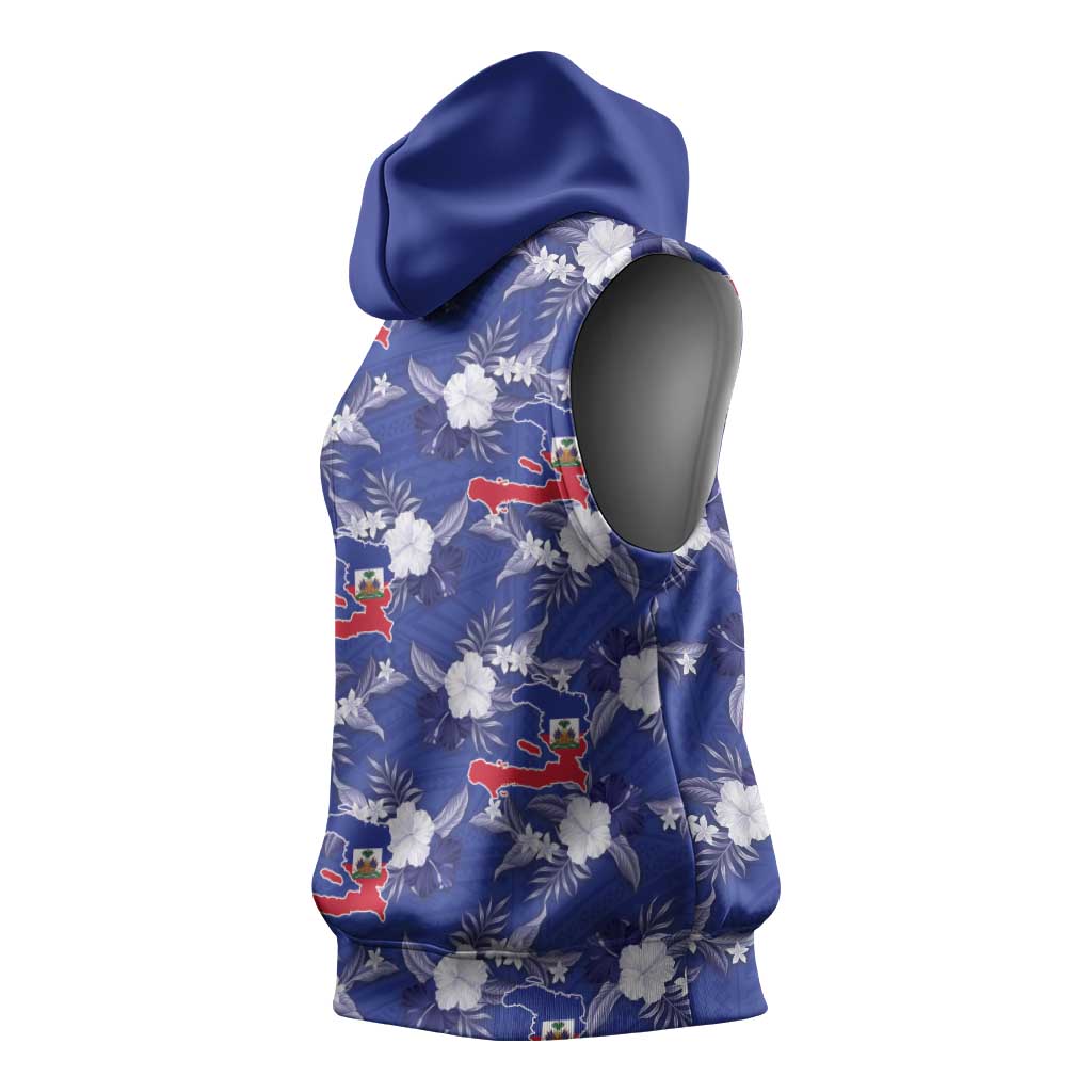 Afro-Haitians Sleeveless Hoodie Ayiti Map and Rose Kayenn Tropical Style - Wonder Print Shop
