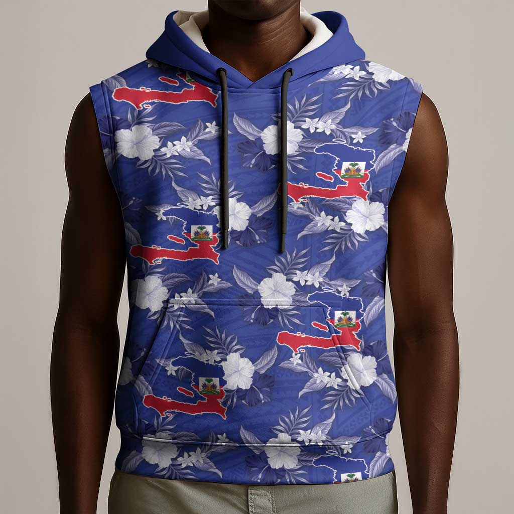 Afro-Haitians Sleeveless Hoodie Ayiti Map and Rose Kayenn Tropical Style - Wonder Print Shop