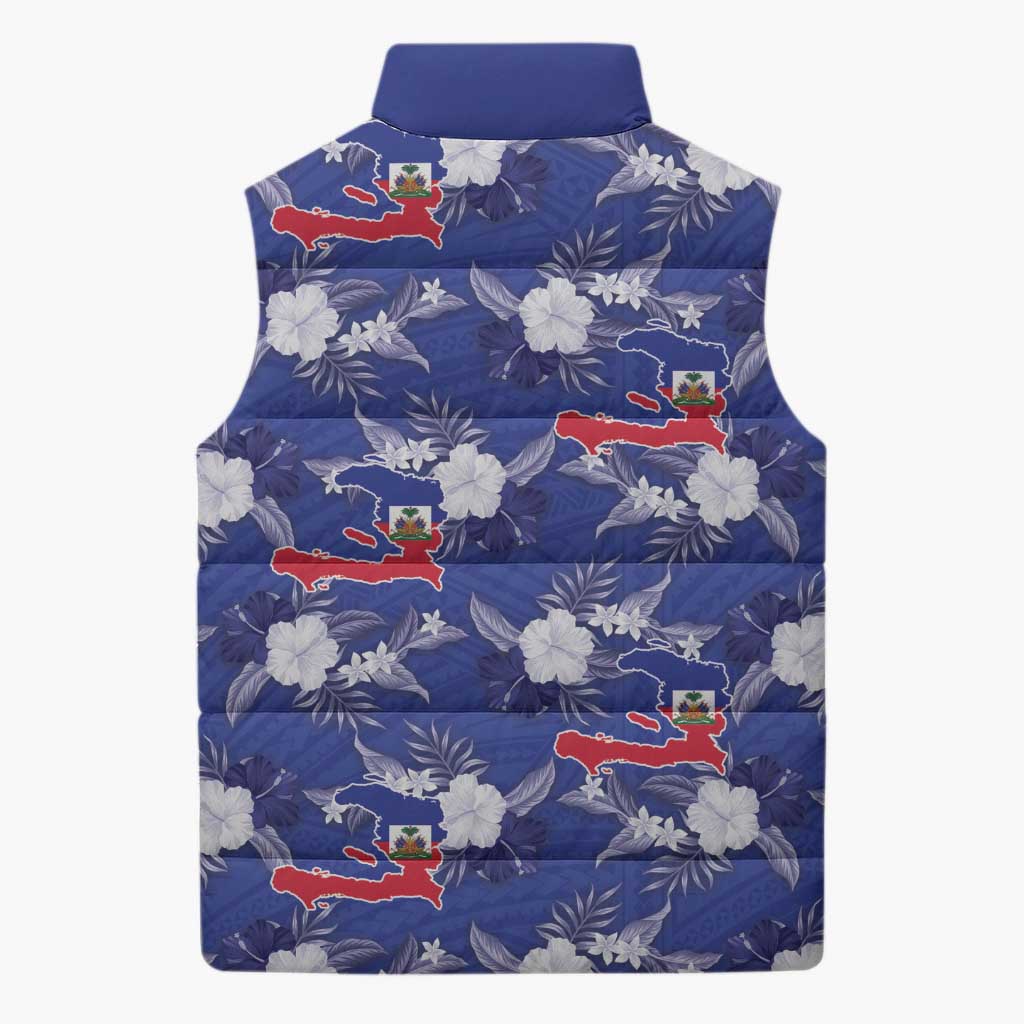 Afro-Haitians Sleeveless Puffer Jacket Ayiti Map and Rose Kayenn Tropical Style - Wonder Print Shop