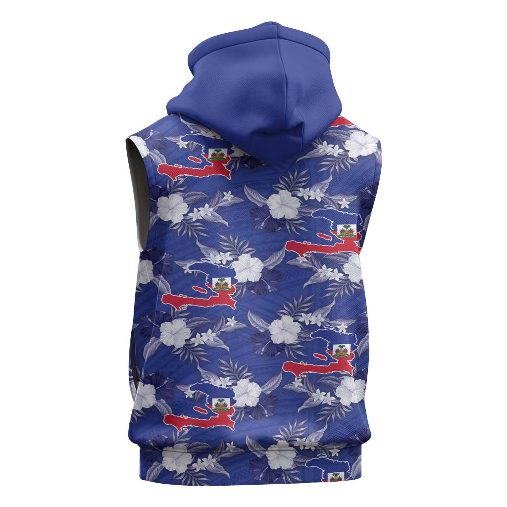 Afro-Haitians Sleeveless Zip Hoodie Ayiti Map and Rose Kayenn Tropical Style - Wonder Print Shop