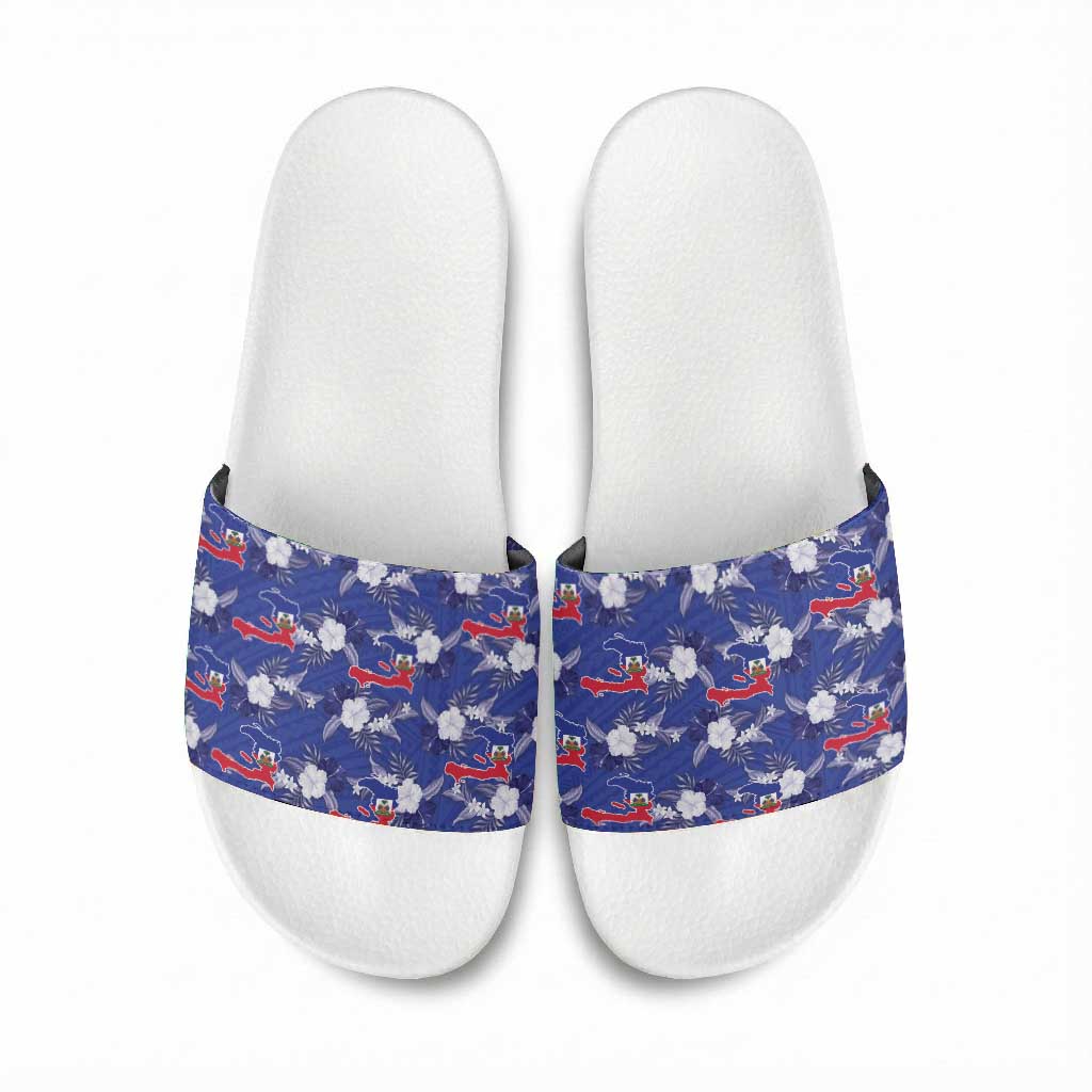 Afro-Haitians Slide Sandals Ayiti Map and Rose Kayenn Tropical Style - Wonder Print Shop