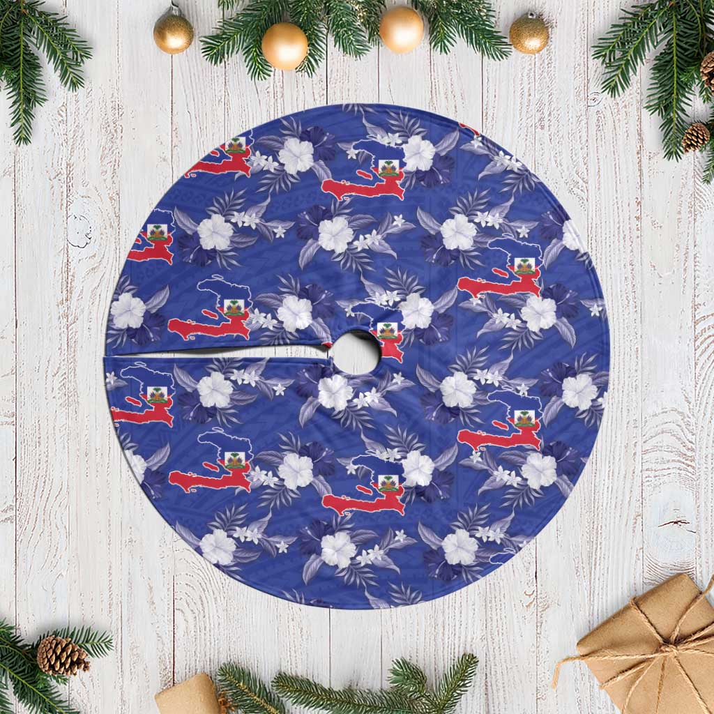 Afro-Haitians Tree Skirt Ayiti Map and Rose Kayenn Tropical Style - Wonder Print Shop