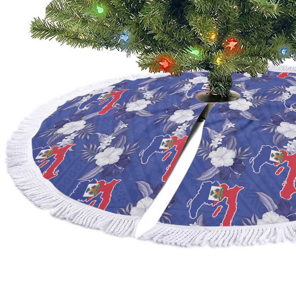 Afro-Haitians Tree Skirt Ayiti Map and Rose Kayenn Tropical Style - Wonder Print Shop