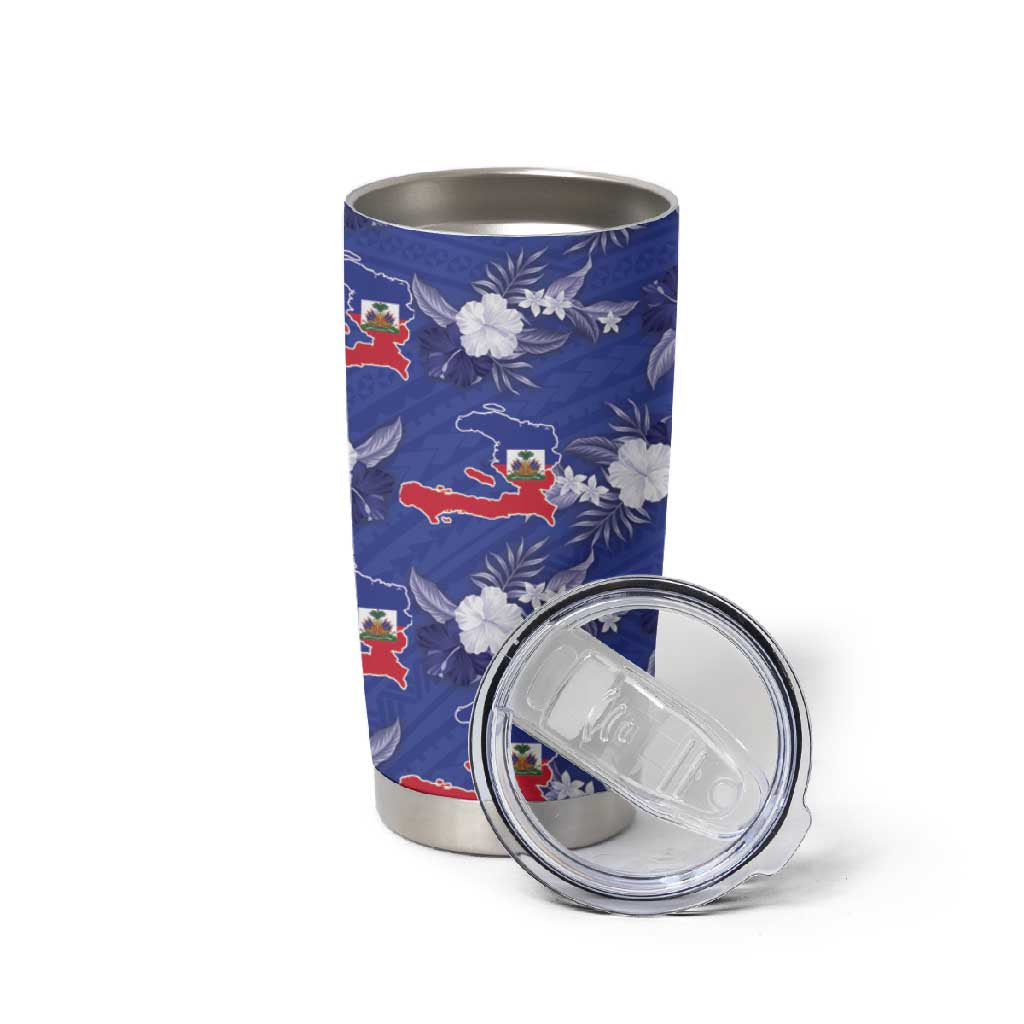 Afro-Haitians Tumbler Cup Ayiti Map and Rose Kayenn Tropical Style - Wonder Print Shop