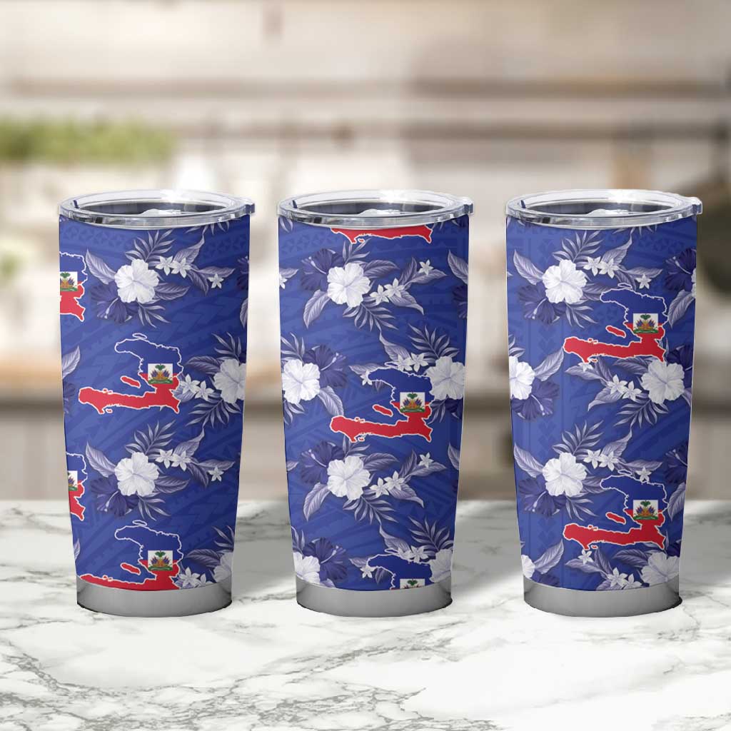 Afro-Haitians Tumbler Cup Ayiti Map and Rose Kayenn Tropical Style - Wonder Print Shop