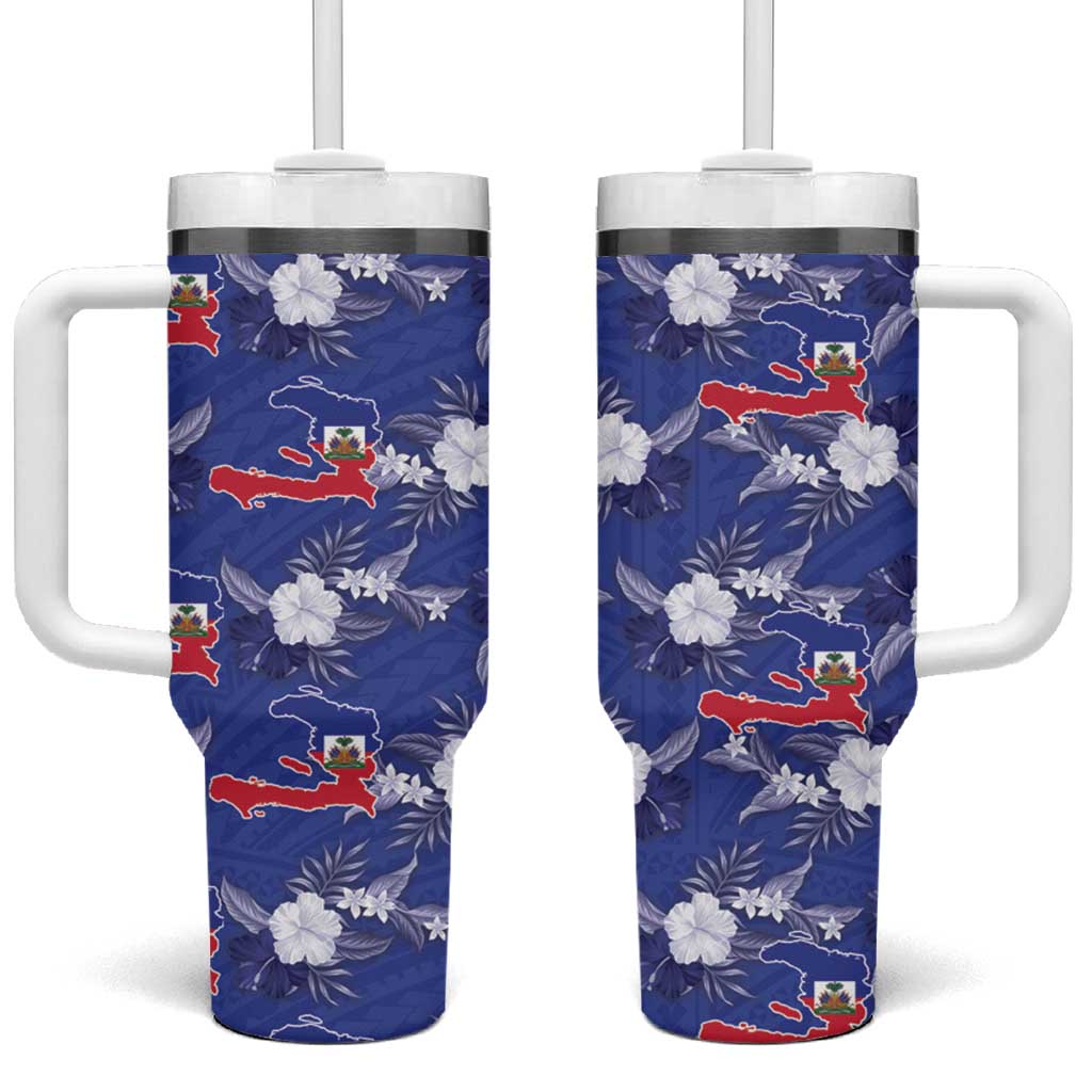 Afro-Haitians Tumbler With Handle Ayiti Map and Rose Kayenn Tropical Style - Wonder Print Shop