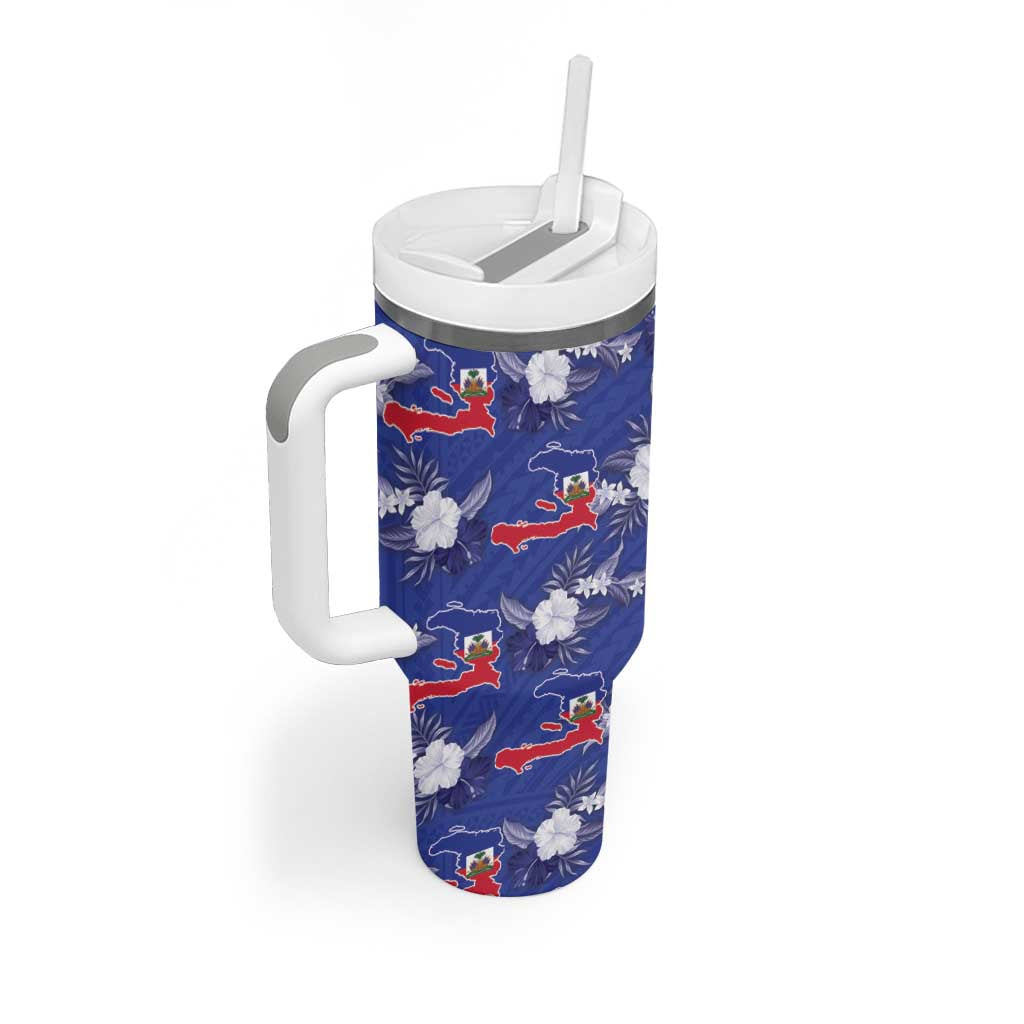 Afro-Haitians Tumbler With Handle Ayiti Map and Rose Kayenn Tropical Style - Wonder Print Shop
