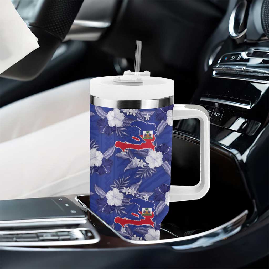 Afro-Haitians Tumbler With Handle Ayiti Map and Rose Kayenn Tropical Style - Wonder Print Shop