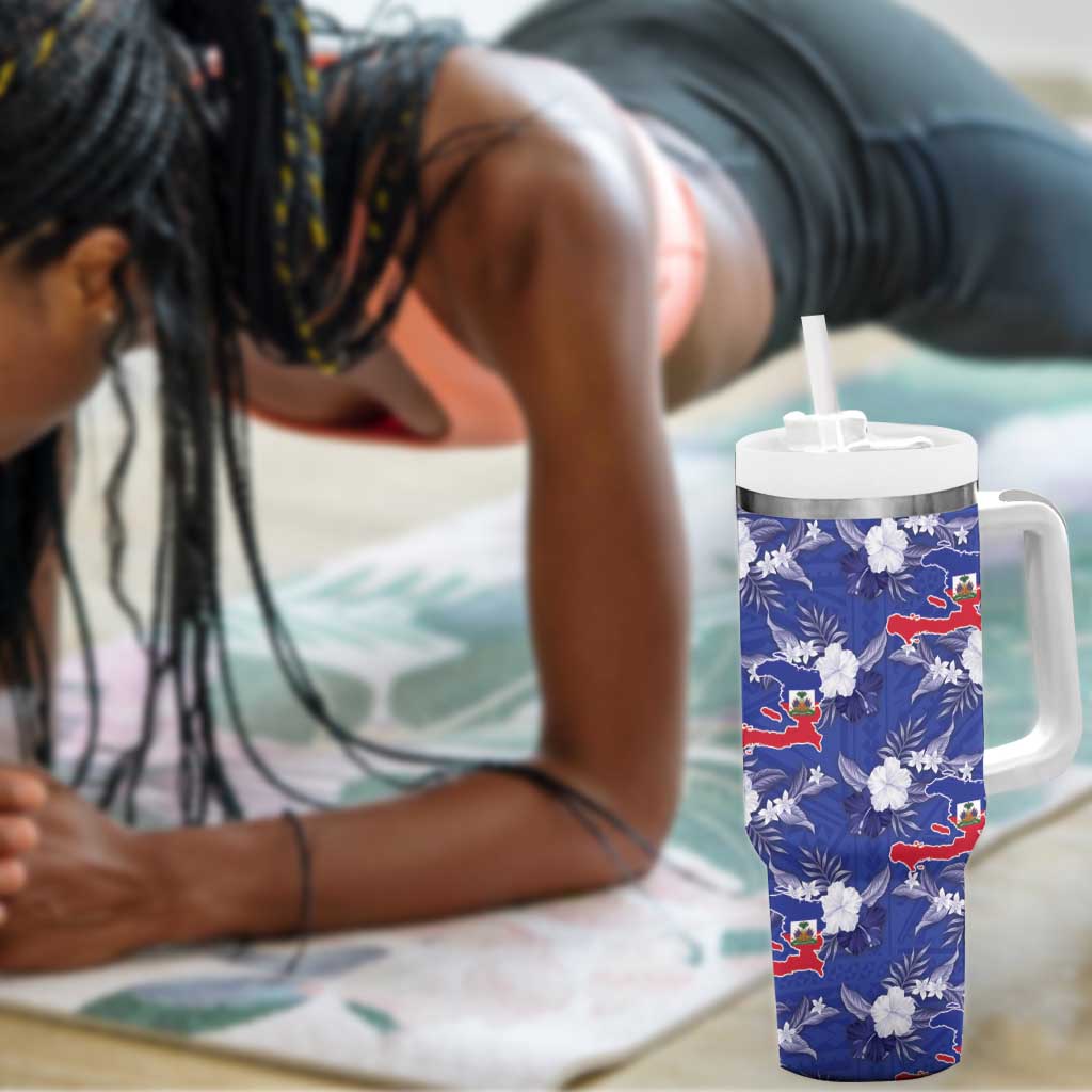 Afro-Haitians Tumbler With Handle Ayiti Map and Rose Kayenn Tropical Style - Wonder Print Shop