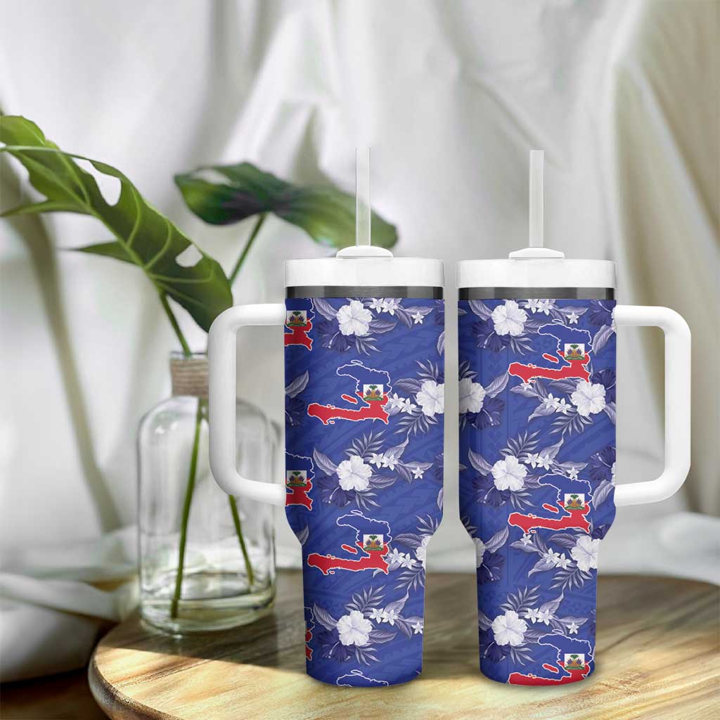 Afro-Haitians Tumbler With Handle Ayiti Map and Rose Kayenn Tropical Style - Wonder Print Shop