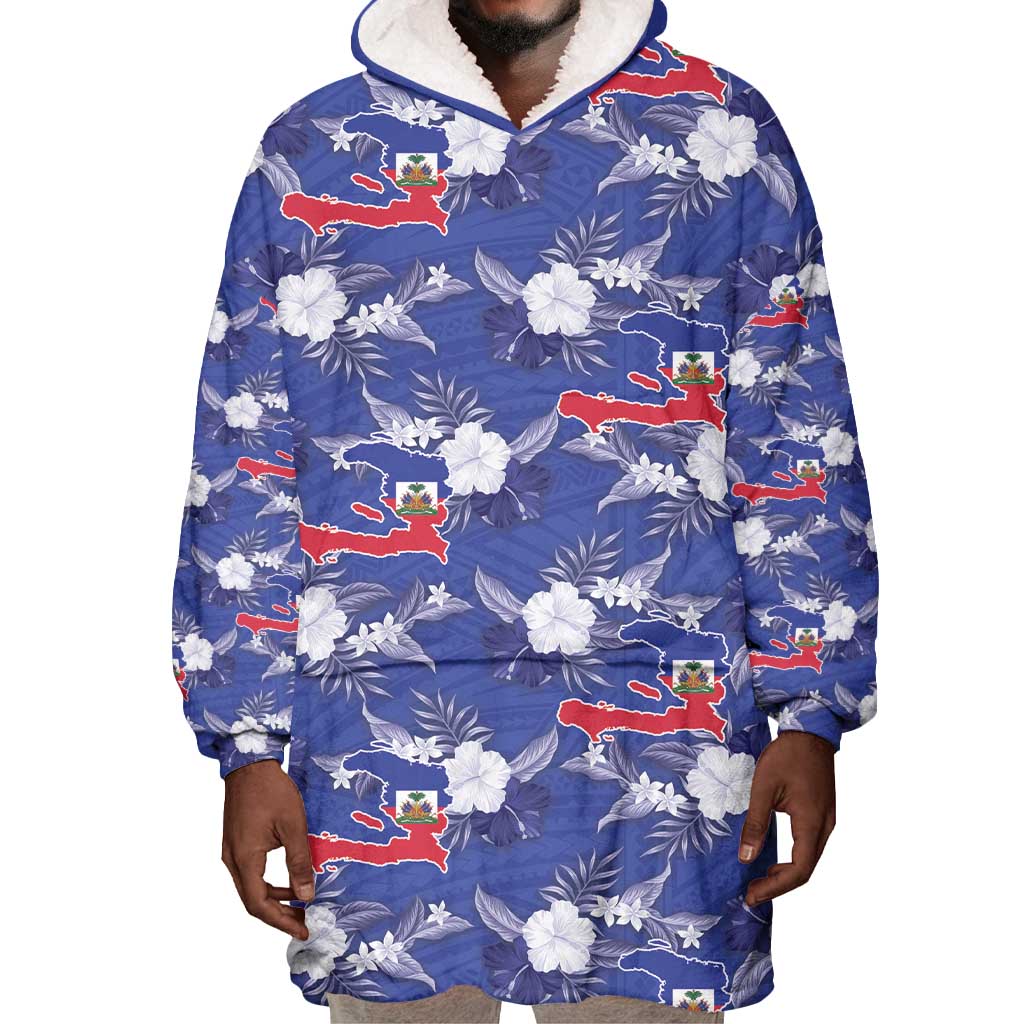 Afro-Haitians Wearable Blanket Hoodie Ayiti Map and Rose Kayenn Tropical Style - Wonder Print Shop
