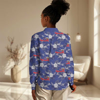 Afro-Haitians Women Casual Shirt Ayiti Map and Rose Kayenn Tropical Style - Wonder Print Shop
