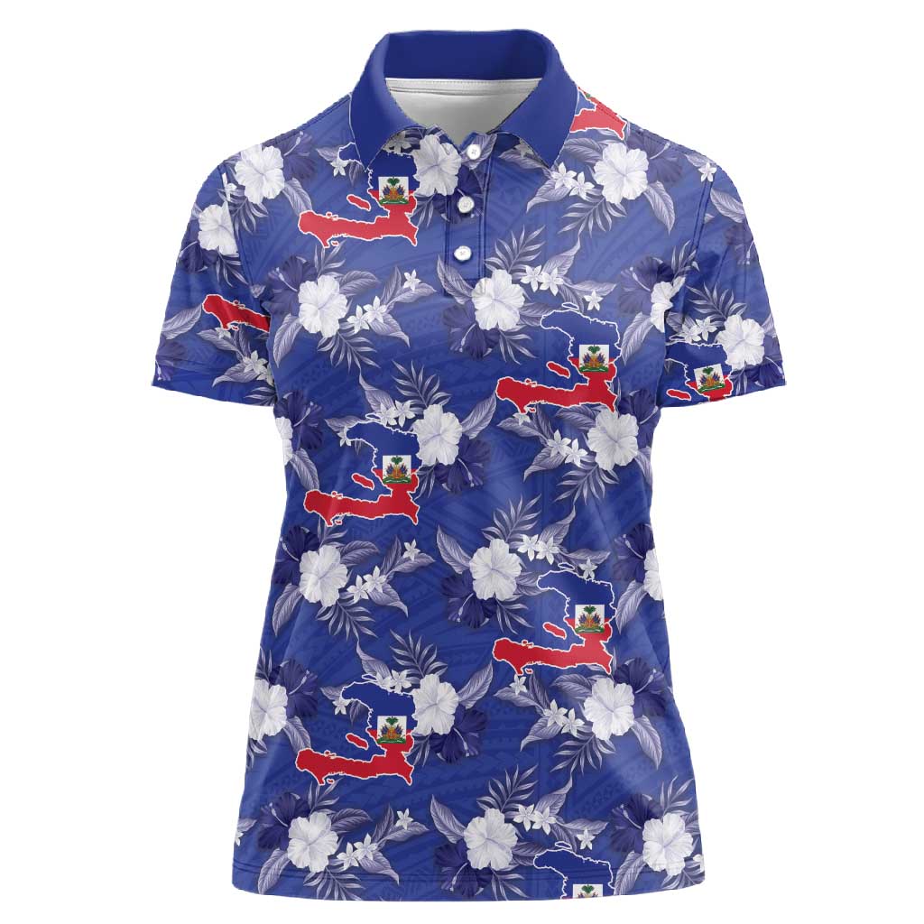 Afro-Haitians Women Polo Shirt Ayiti Map and Rose Kayenn Tropical Style LT14