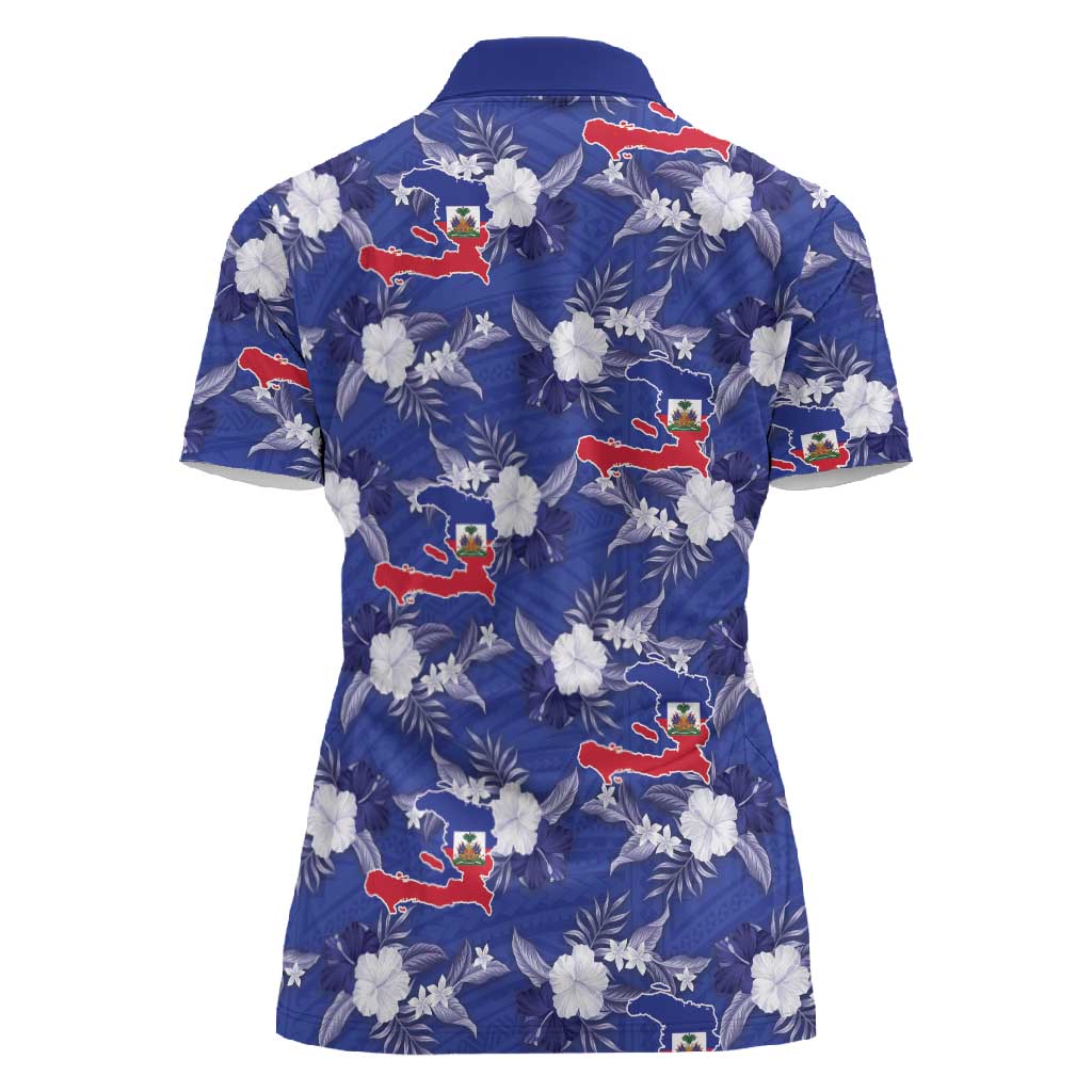 Afro-Haitians Women Polo Shirt Ayiti Map and Rose Kayenn Tropical Style LT14