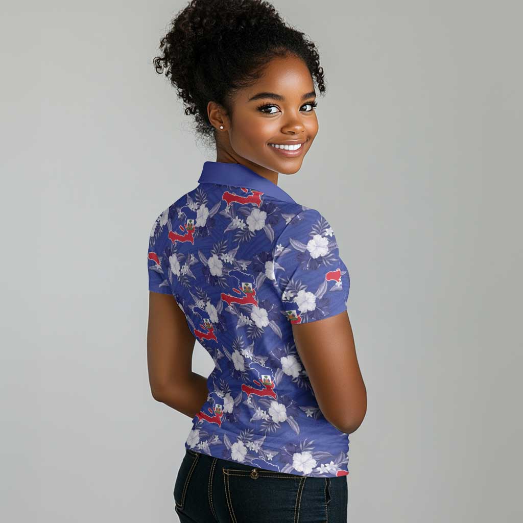 Afro-Haitians Women Polo Shirt Ayiti Map and Rose Kayenn Tropical Style LT14