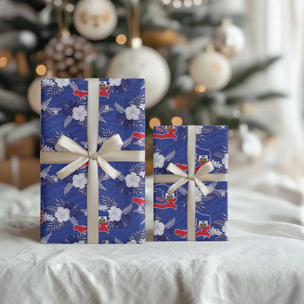 Afro-Haitians Wrapping Paper Ayiti Map and Rose Kayenn Tropical Style - Wonder Print Shop