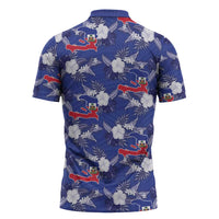 Afro-Haitians Zipper Polo Shirt Ayiti Map and Rose Kayenn Tropical Style - Wonder Print Shop