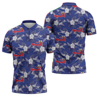 Afro-Haitians Zipper Polo Shirt Ayiti Map and Rose Kayenn Tropical Style - Wonder Print Shop