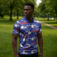 Afro-Haitians Zipper Polo Shirt Ayiti Map and Rose Kayenn Tropical Style - Wonder Print Shop