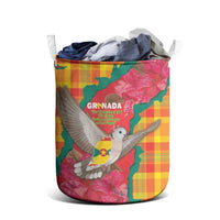 Grenada Independence Day Laundry Basket Tropical Dove Bougainvillea Madras Pattern