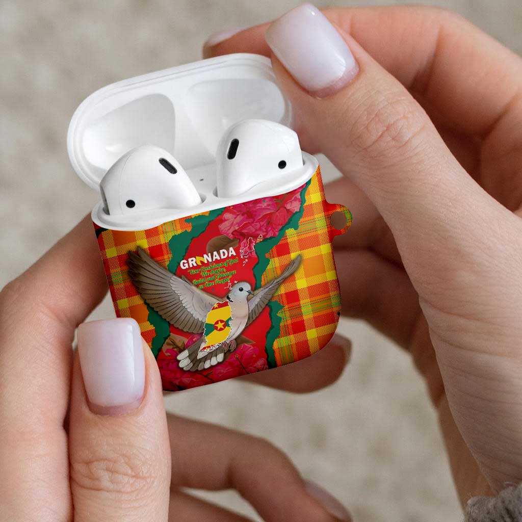 Grenada Independence Day AirPods Case Tropical Dove Bougainvillea Madras Pattern