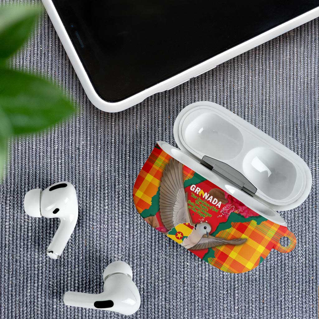 Grenada Independence Day AirPods Case Tropical Dove Bougainvillea Madras Pattern