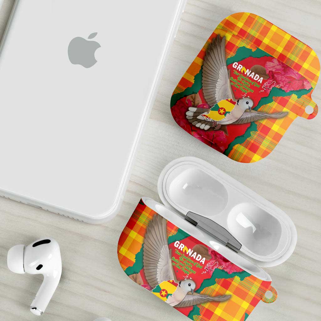 Grenada Independence Day AirPods Case Tropical Dove Bougainvillea Madras Pattern