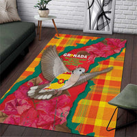 Grenada Independence Day Area Rug Tropical Dove Bougainvillea Madras Pattern