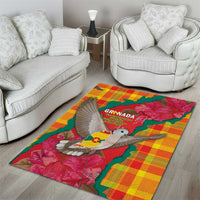 Grenada Independence Day Area Rug Tropical Dove Bougainvillea Madras Pattern